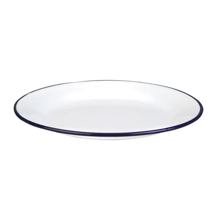 PLATO LLANO DE ACERO ESMALTADO DE 22 CM - IBILI - DISEÑO VINTAGE - FABRICACIÓN ARTESANAL - 1