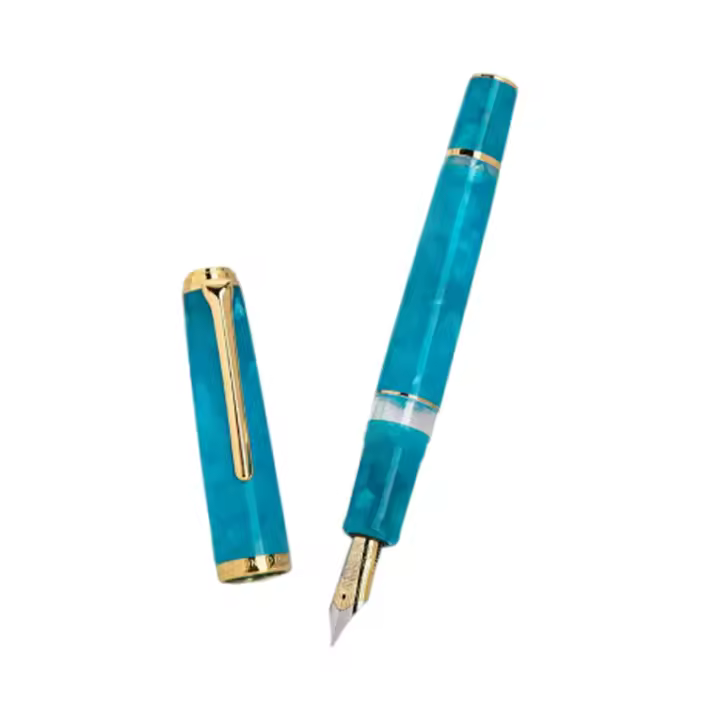 Hongdian N1S Pluma Fuente De Acrílico Con Pistón Para Caligrafía Estilo Retro Para Estudiantes Y Oficina Tamaño 0.5mm EF Colores Azul Y Rojo - 1