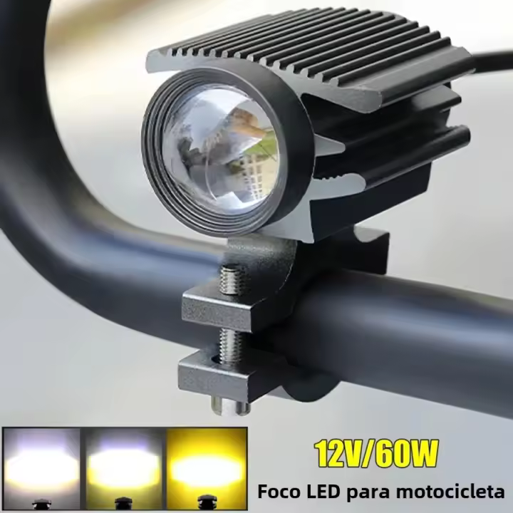 Faros Adicionales LED Para Motocicleta Lámpara Dual-Color Blanca/Amarilla Universal Spotlights Antiniebla 12-80V - 1