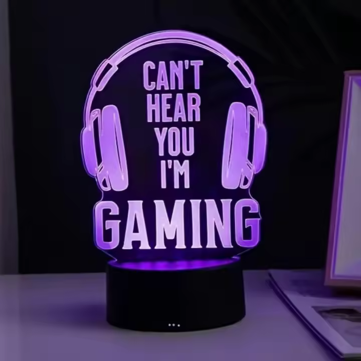 Lámpara De Noche Creativa 3D Auriculares Juego Colección De Jugadores Luz De Mesa 7 Colores O Cálida Decorativa Atmosfera - 1