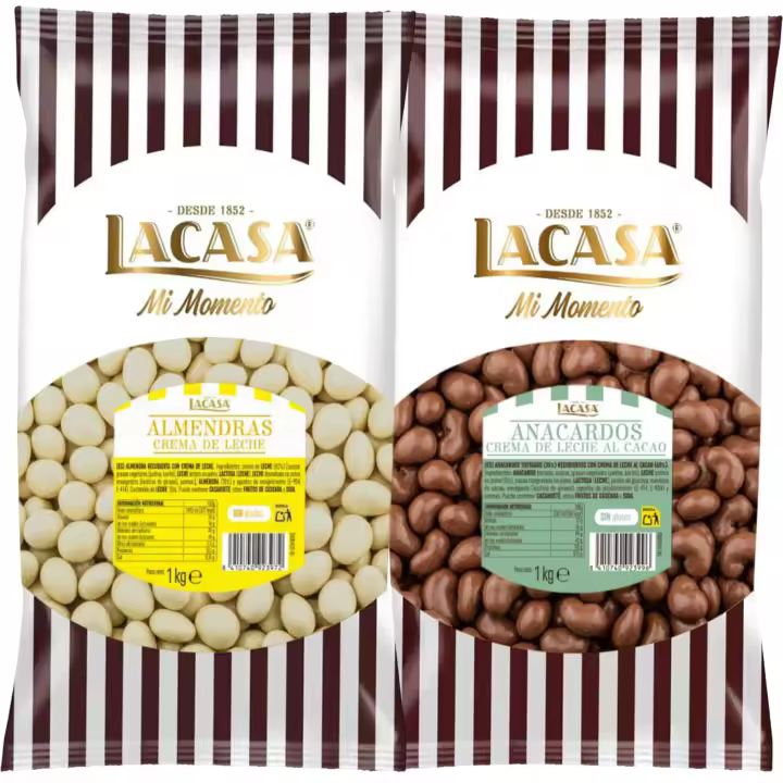Lacasa Mi momento Pack 2 kg: deliciosas bolas de  Almendra con chocolate Blancoy  Anacardo leche - 1