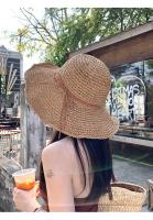 Sombrero De Pescador De Playa Con Gran Alas Y Lazo Hecho De Paja Tejida Protección Solar Para Mujer Estilo Panamá Coreano - details 10