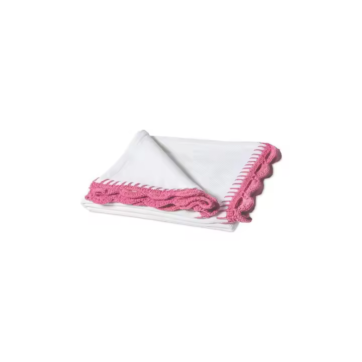 Manterol Outlet - Manta plaid de algodón blanco y rosa  para sofá o pie de cama. Tacto suave, perfecta para entretiempo. - 1