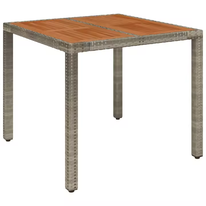 Mesa de Jardín superficie de Madera Ratán PE gris 90x90x75 cm - 1