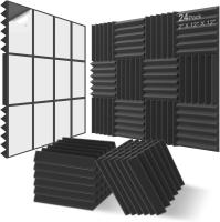 Paquete de 24 paneles de espuma insonorizados, 2 x 12 x 12 pulgadas, acolchados de pared acústicos autoadhesivos para hogar, oficina, estudios (5cm-24Pack-Wedge) - details 2