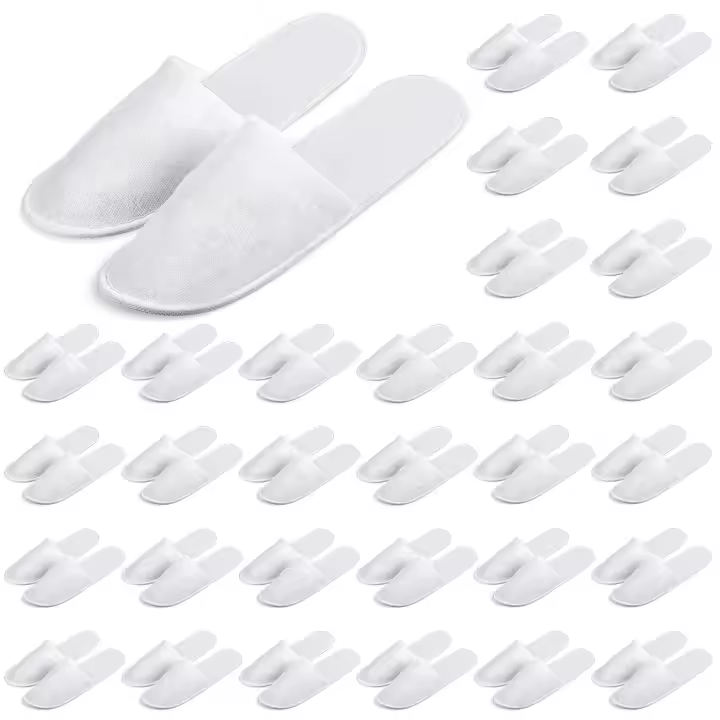 20 Pares de zapatillas de baño antiteslizables desechables de Felpa de Punta Cerrada de alta calidad adecuadas para familias, Hoteles, spa, Viajes - 1