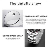 Reloj De Pulsera De Lujo Para Hombre Plata Acero Inoxidable Cuarzo Calendario Luminoso Cuero Negro Estilo Casual Y Negocios - details 7