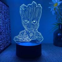 Lámpara De Escritorio LED Creativa Con Ilusión De 3D De Groot De Guardians of the Galaxy Luz Nocturna Cambiante De 7/16 Colores Regalos Para Niños - details 4