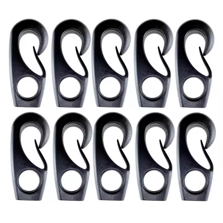Gazechimp 10pcs Gancho De Bungee De Nylon Reutilizable Negro Para Barcos Y Kayaks Correa De Choque Con Gancho Accesorios Para Barco - 1