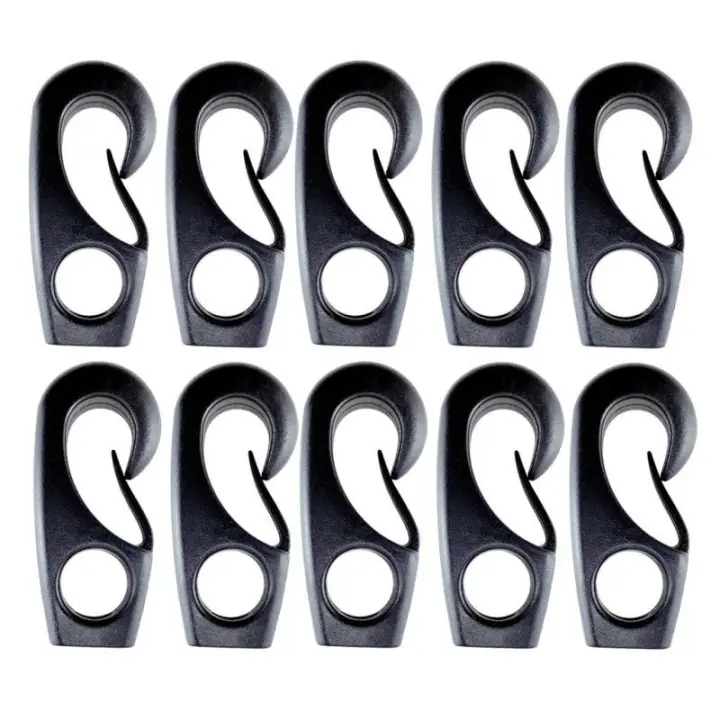 Gazechimp 10pcs Gancho De Bungee De Nylon Reutilizable Negro Para Barcos Y Kayaks Correa De Choque Con Gancho Accesorios Para Barco - 1