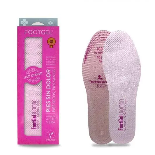 Footgel Plantillas para Mujer de Uso Diario - Alto Confort - Pies Sin Dolor - Pies Secos y Sanos - Aroma de Aloe Vera - Talla 35-38 - 1