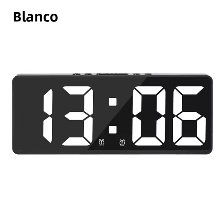 Reloj Digital LED Con Alarma Y Calendario Gran Numeración Luz Nocturna Para La Cama Decoración Del Hogar Medidor De Temperatura - 1