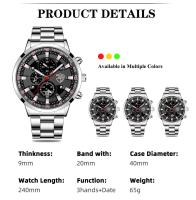 Reloj Deportivo Para Hombre Moda Negocios Acero Inoxidable Cuarzo Calendario Luminoso Reloj Hombre Casual - details 2