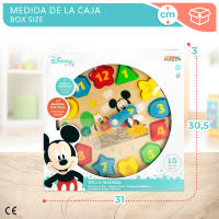 WOOMAX - Reloj didáctico de madera Disney Baby 30 cm, 15 piezas encajables, Mickey y Pluto, juguete educativo para aprender las horas, colores y formas, juega y aprende, +3 años - details 6