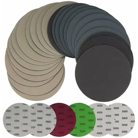 Discos de Lija de Grano 125Mm 1000/1500/2000/3000 para Metal y Madera 4000/5000, 30 Piezas - 1