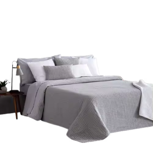 EL CABALLO - Colcha ESTEPA gris  50% algodón 50% poliéster, ropa de cama. Disponible para cama de 90 cm (180x270 cm ), 135cm (230x270 cm), 150 cm (250x270 cm). Fabricado en España. Fabricado en España. - 1