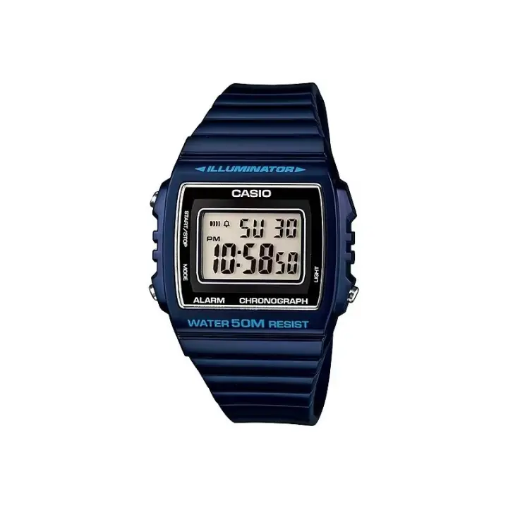 Reloj Digital Casio W-215H-2A para Hombre, Correa de Resina Azul, Pantalla LED y Funciones de Cronómetro, Alarma y Calendario - 1