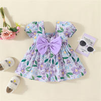Vestido De Princesa Para Bebé De Verano Vestido De Algodón Con Flores Y Lazo Corto Manga Para Niñas Ropa Dulce De Niños - details 3