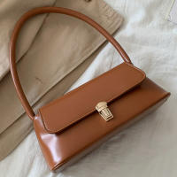 Bolso De Hombro Para Mujer Estilo Retro Tendencia PU Cuero Sólido Color Simple Bolso De Comunicación Con Manija Portátil Bolsos Casual - details 1