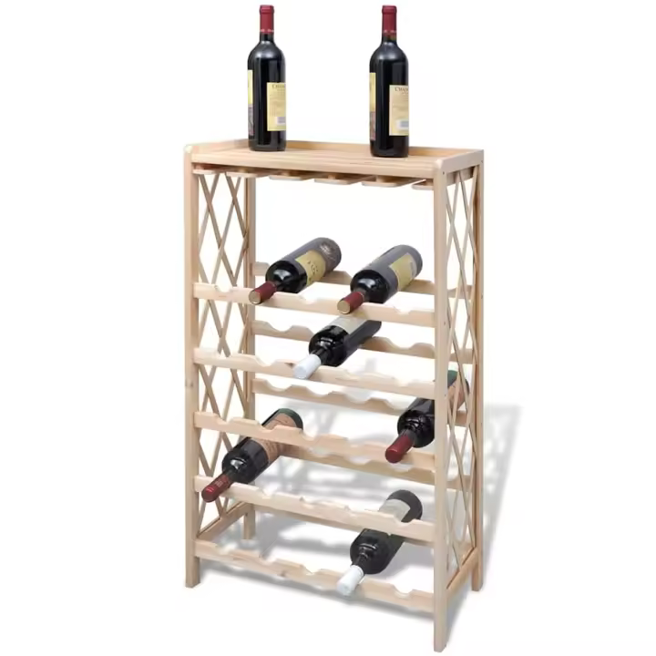 vidaXL Botellero con estantes para 25 botellas madera maciza abeto - 1