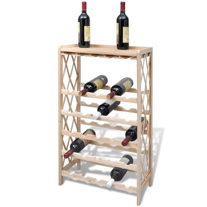 vidaXL Botellero con estantes para 25 botellas madera maciza abeto - 1
