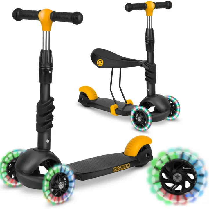 Patinete de 3 ruedas Ricokids Cubi - Negro y naranja - 1