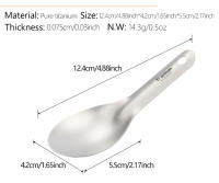 Tiartisan Cuchara De Titanio Puro Ultraligera Pequeña Para Camping Y Picnics Con Bolsa De Almacenamiento Utensilio De Cocina Para Exteriores - details 2
