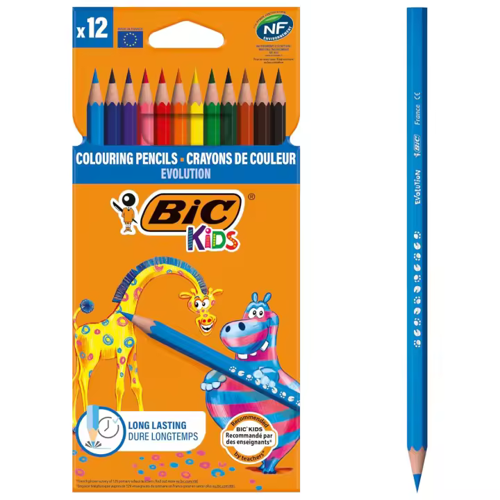 BIC Kids Evolution ECOlutions Lápices para Colorear - 12 Colores - 1