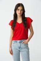 Camiseta Kira roja de Tiffosi. Color muy intenso de esta camiseta de algodón con detalle en la manga con efecto arrugado - details 2