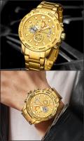 Reloj De Pulsera De Lujo Para Hombre WWOOR En Acero Inoxidable Y Oro Resistente Al Agua Y Shock Con Cronógrafo Y Luz Nocturna - details 6