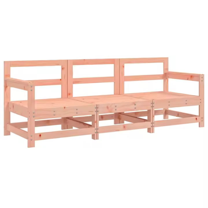vidaXL Juego de muebles jardín 3 pzas madera maciza pino Pino natural, Pino blanco, Pino gris Conjunto Terraza Muebles Jardín Exterior Juego de Muebles de jardín Mueble Jardín Exterior Muebles de Salon Exterior - 1