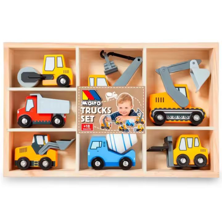 Set de Vehículos de Construcción de Madera para Niños Molto - 1