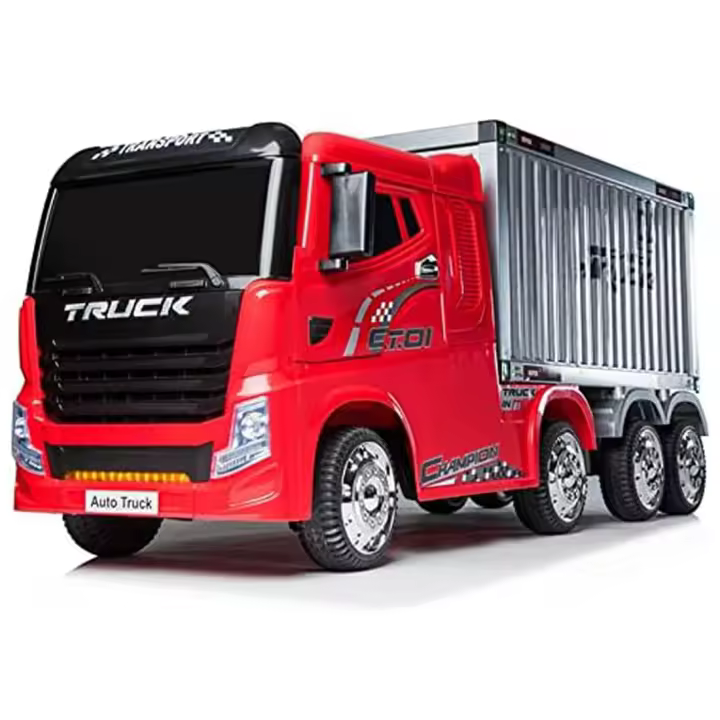 Camión eléctrico para niños BC Truck - Coche eléctrico niños 12v con Remolque de Carga + 4 Motores + Ruedas EVA + Mando Radio Control + Equipo de sonido + Remolque accesible al interior - 1