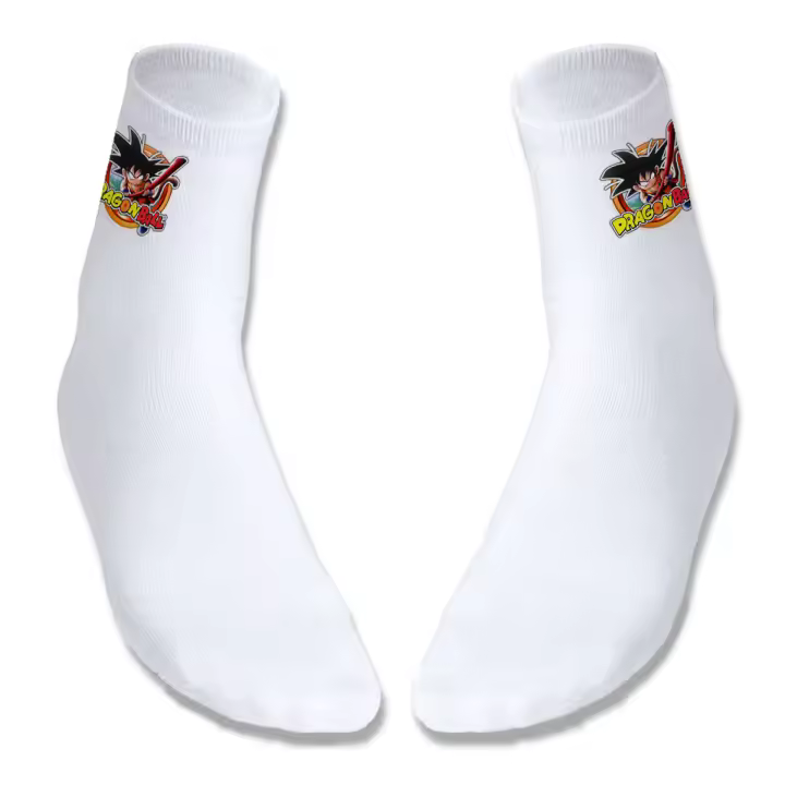 PAR DE CALCETINES SUAVES TALLA S-M logo personaje son goku gokuh chico serie peleas deportivos moda poliester - 1
