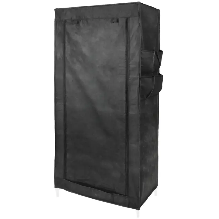Armario ropero guardarropa de tela desmontable 70 x 45 x 155 cm negro con puerta enrollable - PrimeMatik - 1