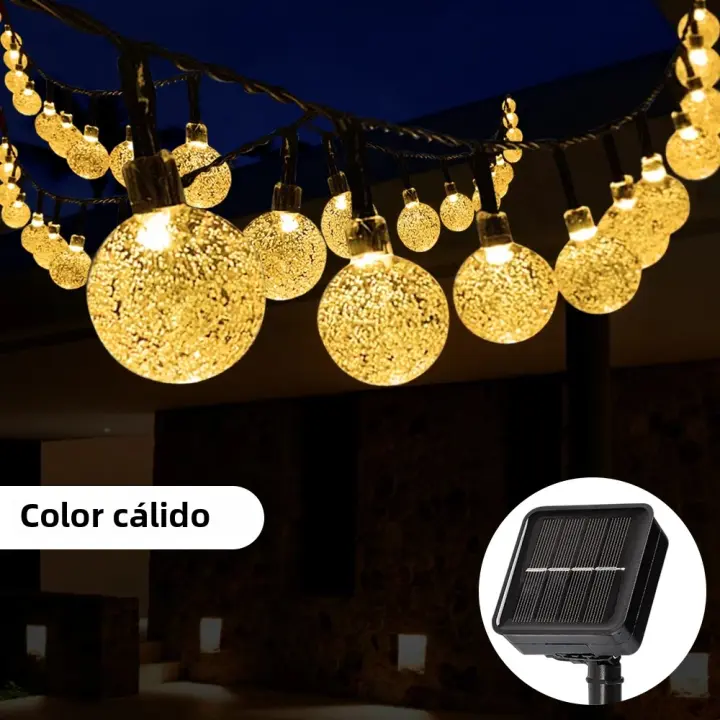 Luces De Cadena Solares IP65 Impermeables Para Jardín Con 8 Modos Luces De Globo Cristal Solar Autónomo Para Exterior Y Decoración De Fiestas - 1