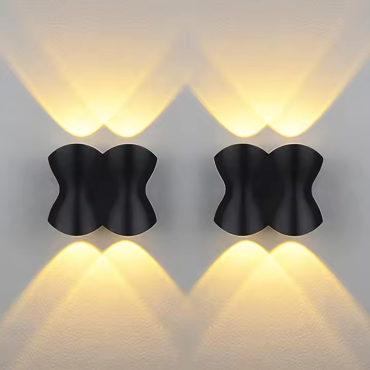 Luz de pared 4W 2 piezas 3200K Led Luz de pared interior 220V Blanco caliente Fuente lámpara de pared para Sala de estar dormitorio Pasillo (Negro) - 1