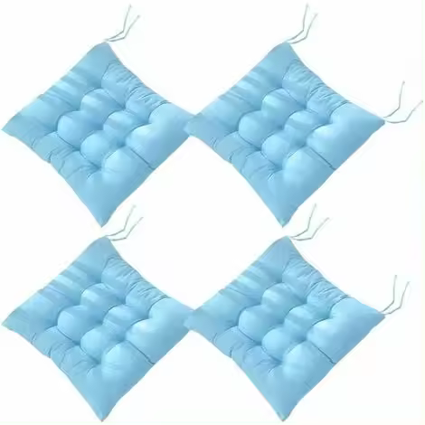 Juego de 4 cojines para silla de 40 x 40 cm, cojines para asiento, decoración del hogar, cojín acolchado, cómodo y colorido, ideal para uso interior y exterior (4 azules) - 1