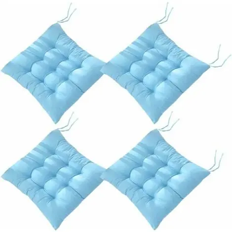 Juego de 4 cojines para silla de 40 x 40 cm, cojines para asiento, decoración del hogar, cojín acolchado, cómodo y colorido, ideal para uso interior y exterior (4 azules) - 1