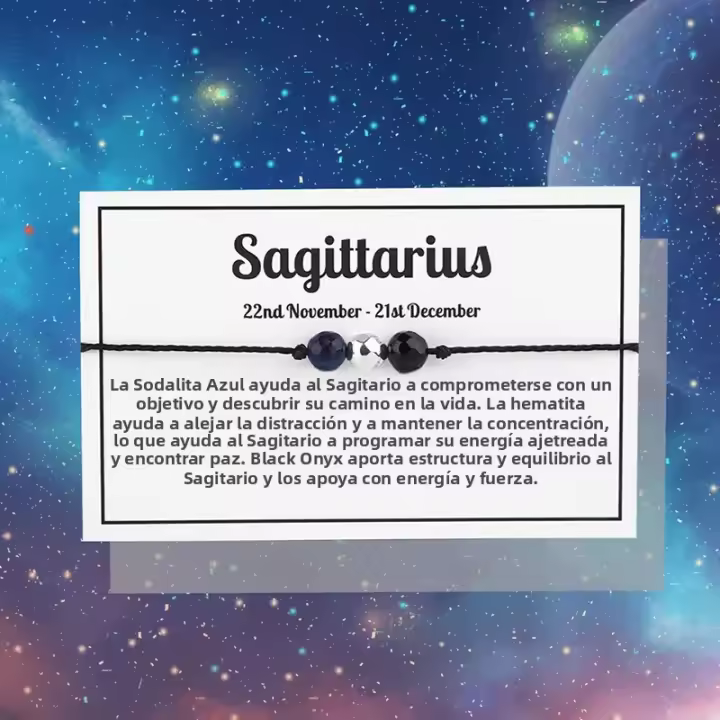 Pulsera Zodiac 12 Constelaciones Piedras Gemelas Cristales Hechizos Natural Stone Horóscopo Joyería Regalos Unisex - 1