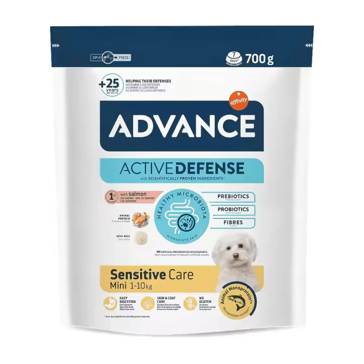 Advance Sensitive Mini 700gr, 3kg, 7kg, Pienso para Perros Pequeños Sensibles - 1