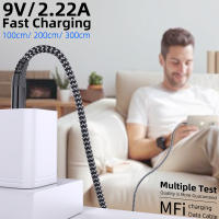 Cable Lightning a USB C LAlHONEN MFi Certificado Para iPhone 14 13 12 11 XS XR X 1m 2m 3m 10ft Carga Rápida 8-Pin Braided Material - details 3