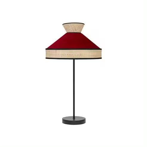 FABRILAMP Lámpara de Mesa Sobremesa Alto Fabrizio 1xe27 Natural/Rojo 61x30x30 Cm - Diseño Moderno - 1