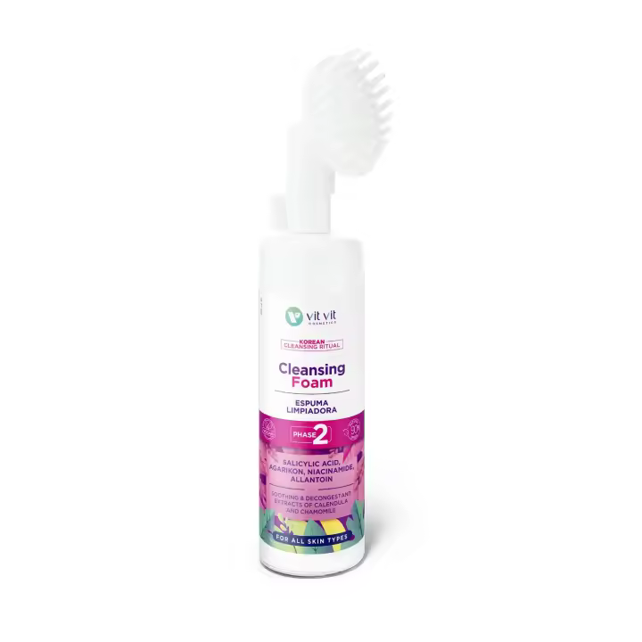 Espuma Limpiadora 150ml, elimina suciedad, impurezas, exceso de sebo y maquillaje de tu rostro, Fase 2 del Ritual Coreano de Doble Limpieza Facial, Vegano 90% de ingredientes Naturales  Korean Cleanser Ritual Vit Vit Cosmetics - 1
