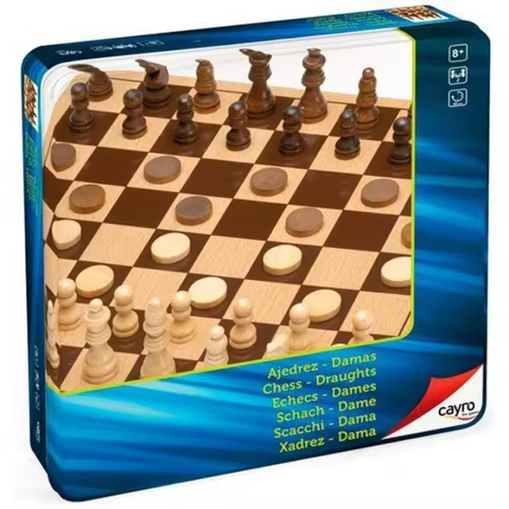 AJEDREZ DAMAS DE MADERA METAL BOX CAYRO 751 JUEGOS DE MESA - 1
