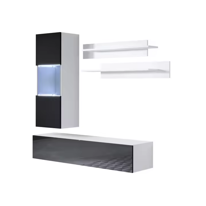 MB Muebles Bonitos - Conjunto Mueble de Salón con Vitrina, LED, Ancho 160cm, Más Colores, Modelo Luke 6 - 1