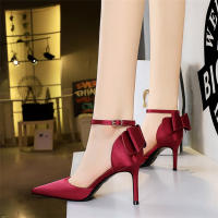 Sandalias Elegantes De Satén Para Mujer Verano Con Nudo De Mariposa Bajo Tacón 8cm 10cm Bota Larga De Boda Rojo Tinto Zapatos Bigtree - details 27