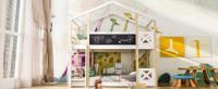 Cama Infantil Casa EN EL Árbol with Escalera 90x200 cm, Cama Elevada Infantil-2x Marco de Listas-Natural & Blanco - details 2