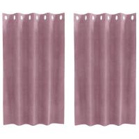 Cortinas Opacas vidaXL con Ojales 2 piezas Rosa Oscuro Terciopelo - details 1