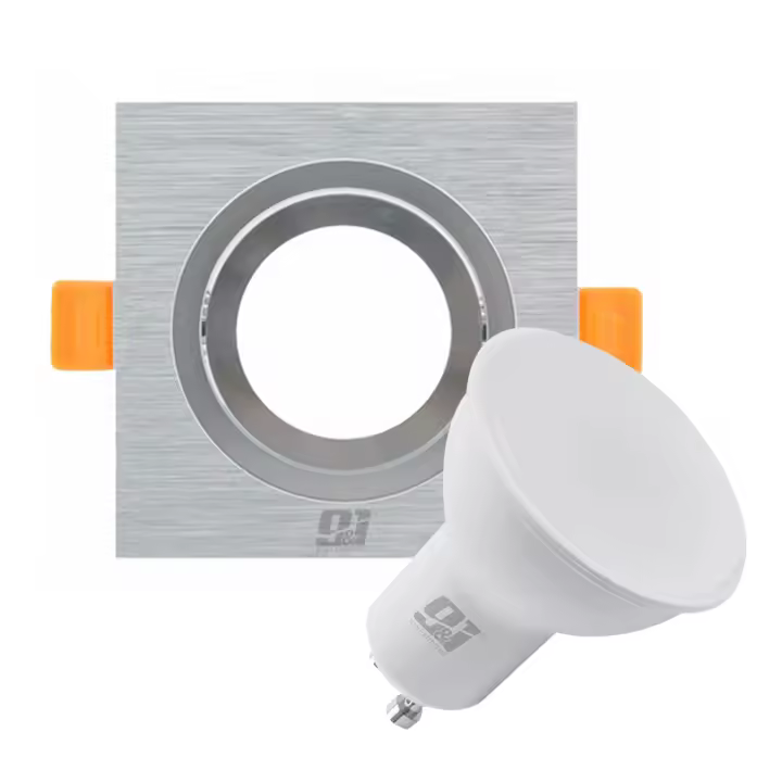 ORION91 PACK X 6 UNIDADES 92X92 ARO BASCULANTE CUADRADO NIQUEL GU10 LED incluidas - SPAZIOLUZIO - 1